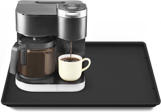 TOHONFOO Silicone Coffee Maker Mat with Lip, 19.7” x 15” Heavy