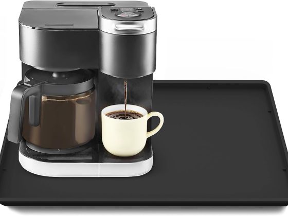 TOHONFOO Silicone Coffee Maker Mat with Lip, 19.7” x 15” Heavy
