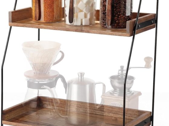 Sieral 2 Tier Coffee Storage Canisters with Shelf 3 x 20oz Glass