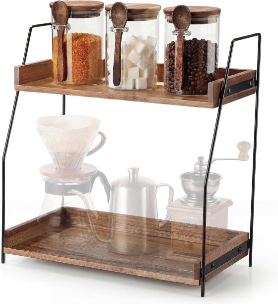 Sieral 2 Tier Coffee Storage Canisters with Shelf 3 x 20oz Glass