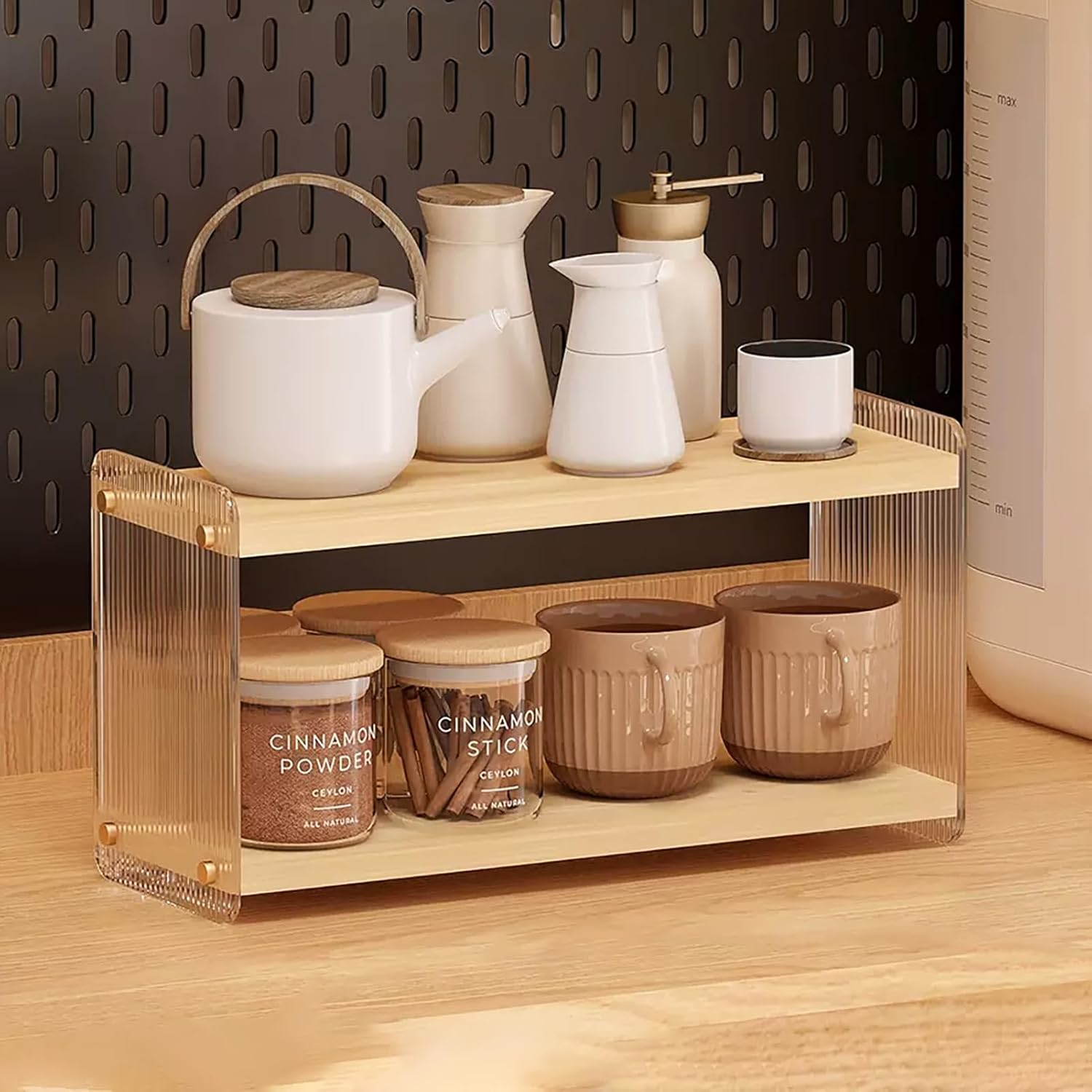 LiTY Coffee Station Organizer 2 Tier Acrylic Home Storage Mugs