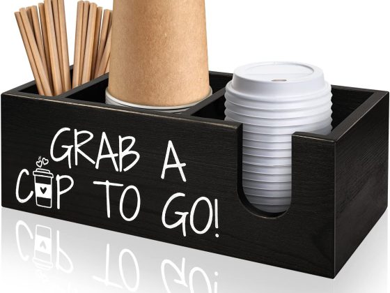 Coffee Station Organizer for Cup and lid Storage Box, Farmhouse
