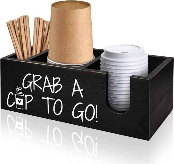 Coffee Station Organizer for Cup and lid Storage Box, Farmhouse
