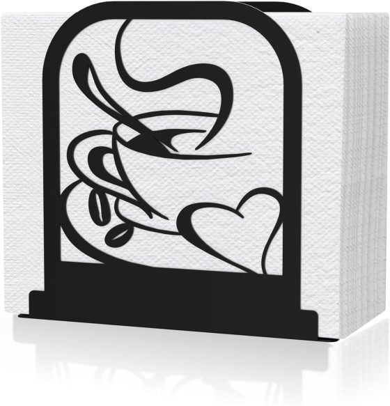 Modern Standing Napkin Holder for table, Black Metal Napkin