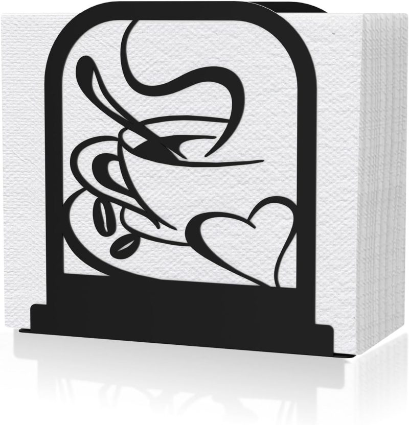 Modern Standing Napkin Holder for table, Black Metal Napkin