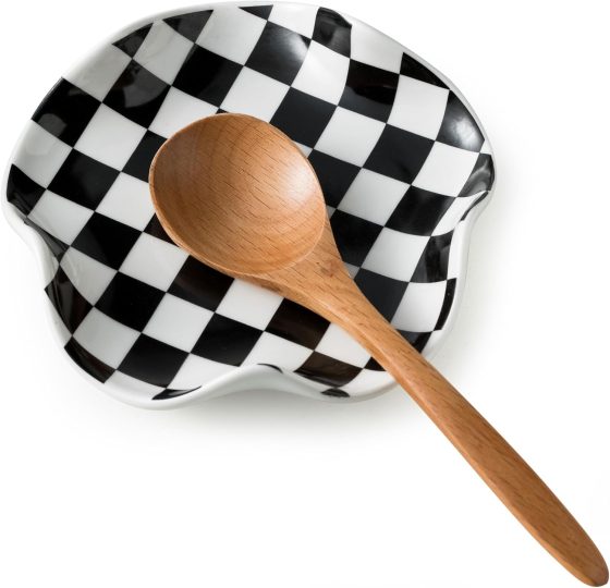 Miamolo Spoon Rest for Stove Top, 5.3in Checkered Spoon Holder