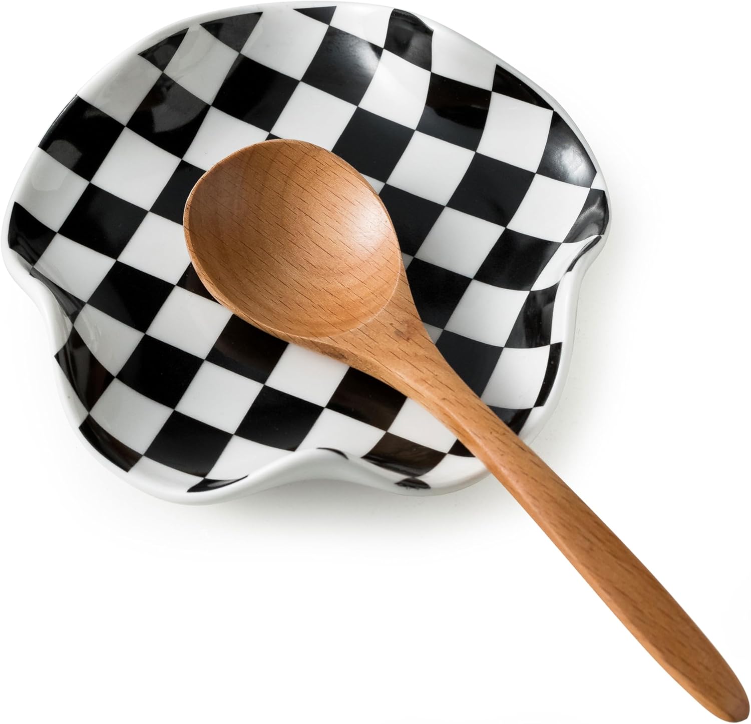 Miamolo Spoon Rest for Stove Top, 5.3in Checkered Spoon Holder