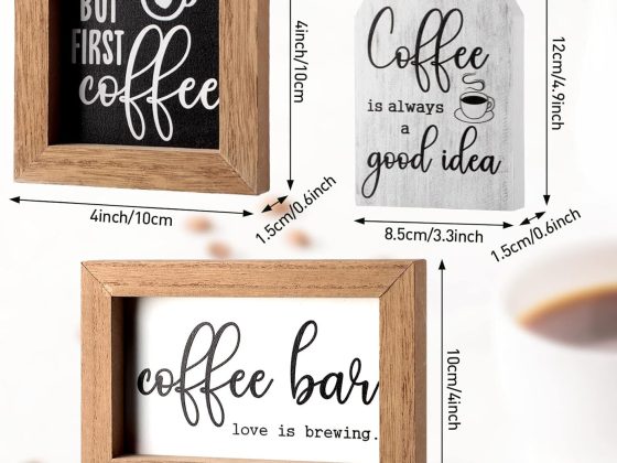 3 Pieces Coffee Bar Decor Sign But First Coffee Wood Sign Mini