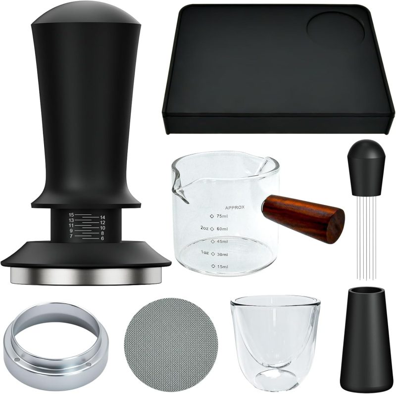 7 Pcs 51mm Espresso Accessories Kit, Spring Loaded Calibrated