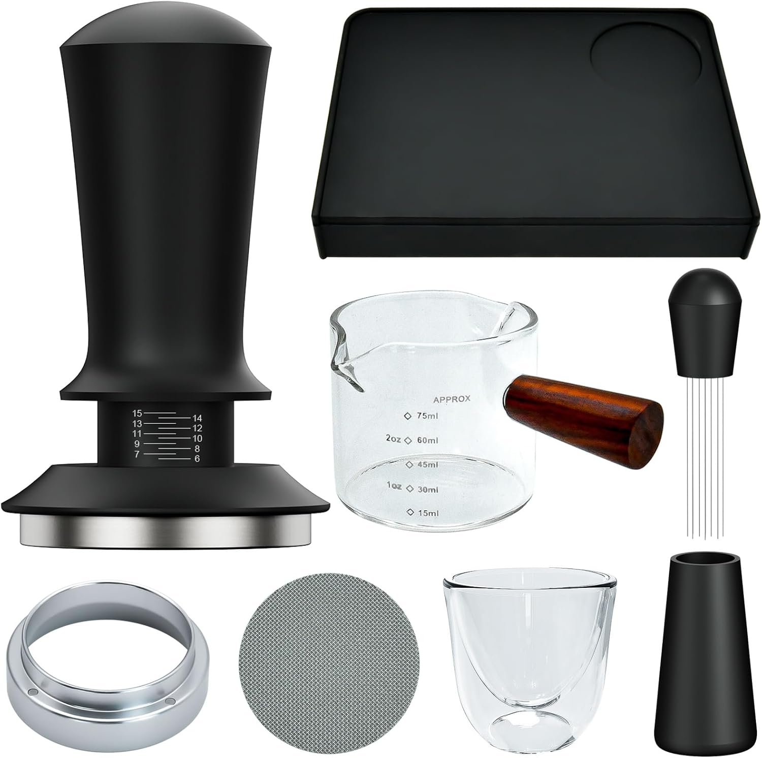 7 Pcs 51mm Espresso Accessories Kit, Spring Loaded Calibrated