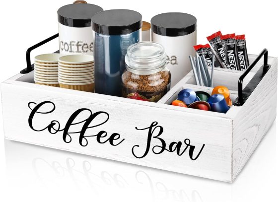 MINCORD Coffee Station Organizer Wooden Coffee Bar Holder