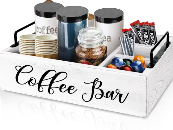 MINCORD Coffee Station Organizer Wooden Coffee Bar Holder