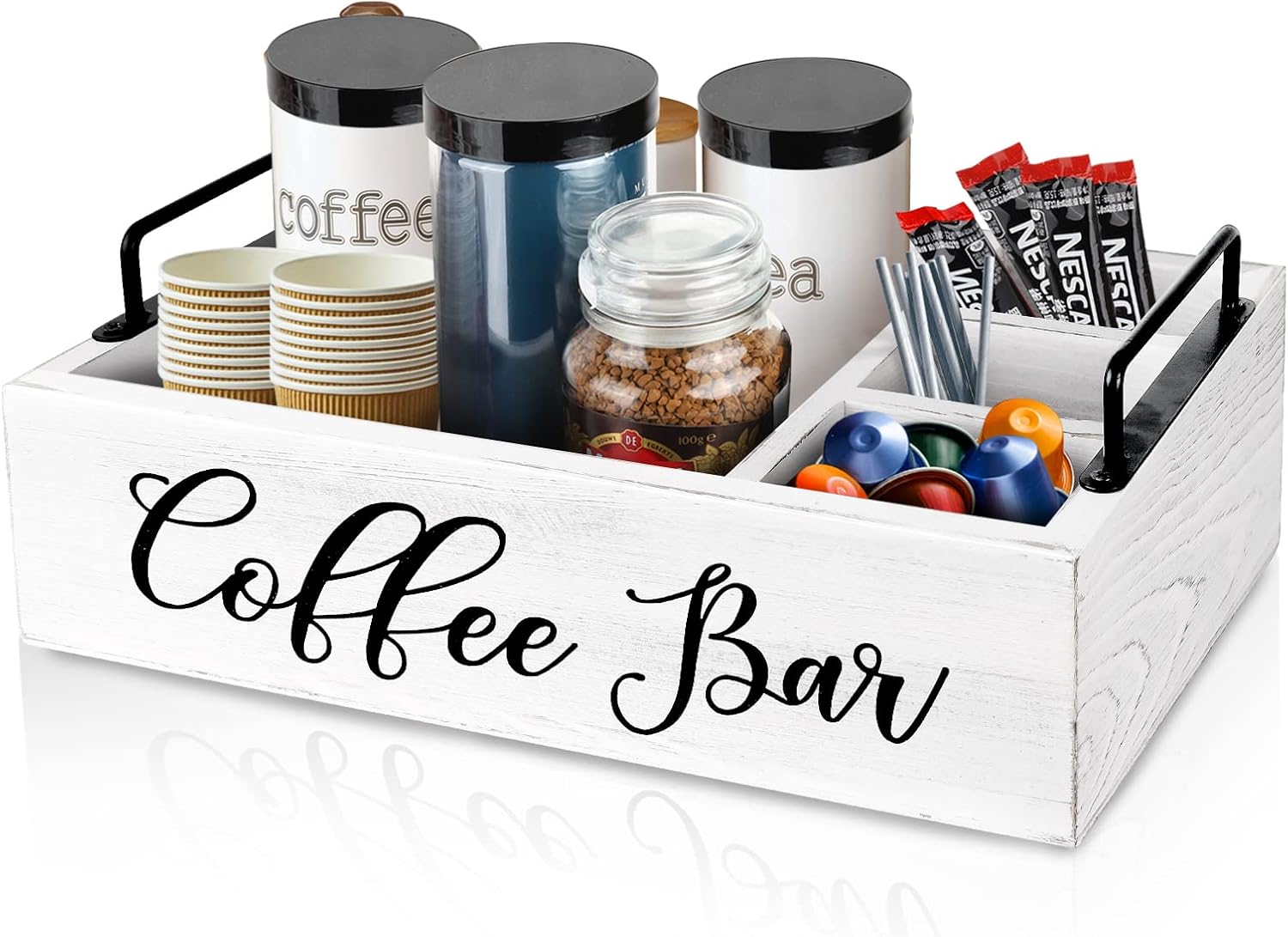 MINCORD Coffee Station Organizer Wooden Coffee Bar Holder