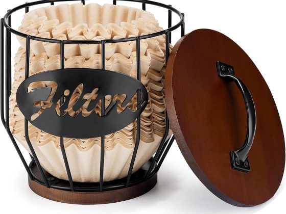 Yangbaga 8-12 Cup Coffee Filters Holder with Wood Lid,Large