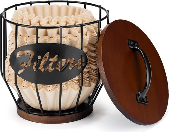 Yangbaga 8-12 Cup Coffee Filters Holder with Wood Lid,Large