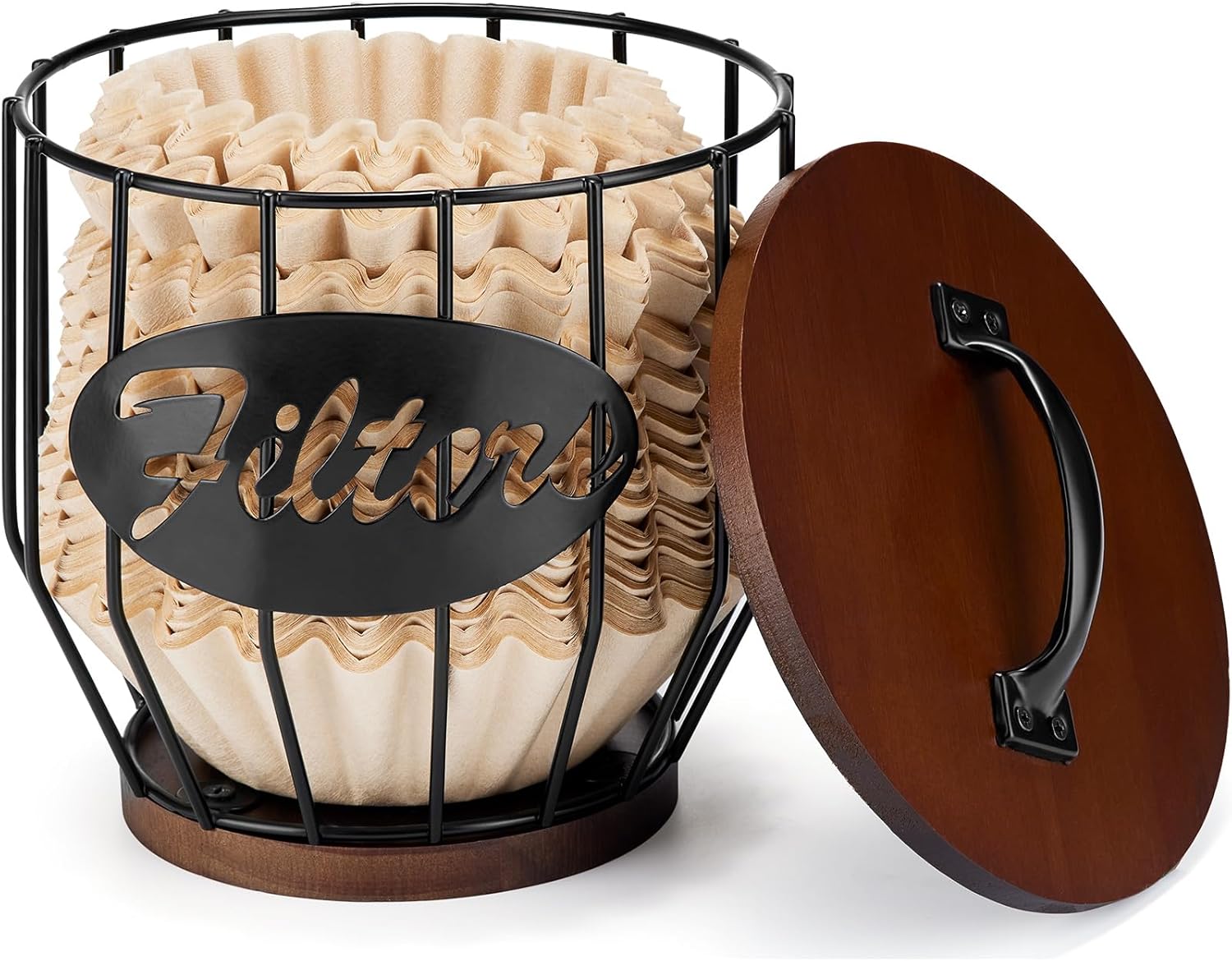 Yangbaga 8-12 Cup Coffee Filters Holder with Wood Lid,Large