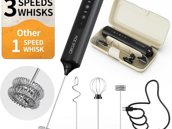 CIRCLE JOY Rechargeable Handheld Milk Frother Wand with 3 Variable