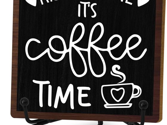 Coffee Desk Decor Sign, Coffee Time Sign With Stand For Farmhouse