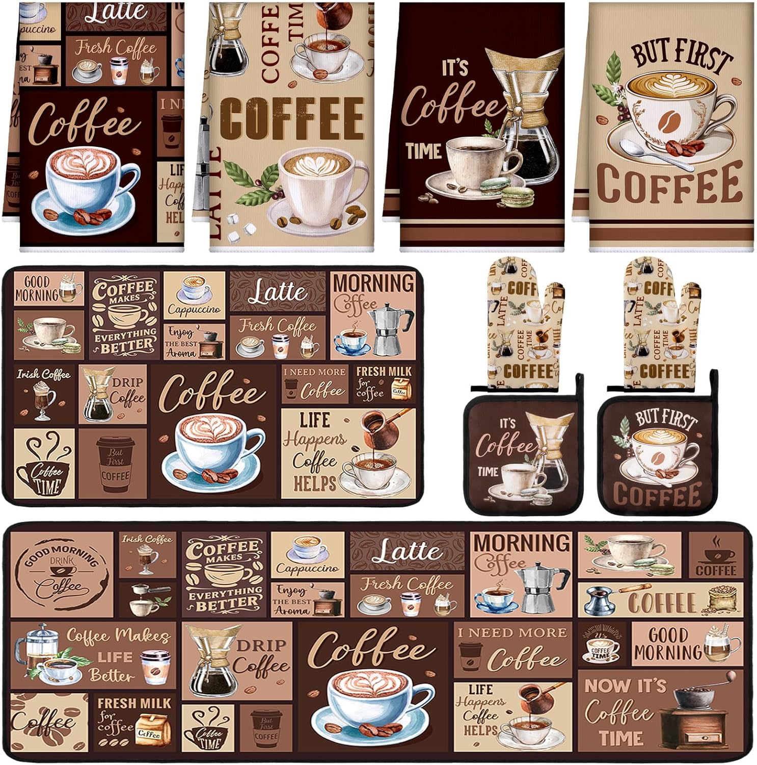 Fourluoo 10 Pcs Coffee Kitchen Decor and Accessories Coffee Oven