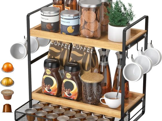 LEMIKKLE Coffee Station Organizer with Pod Holder and Drawer,