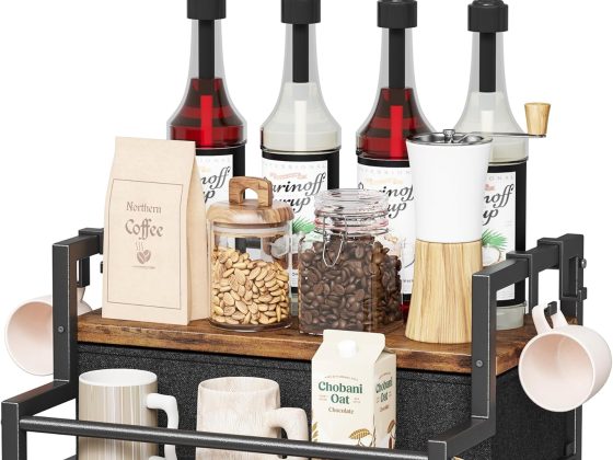 Coffee Syrup Organizer Rack, 2-Tier Coffee Bar Accessories, Bottle