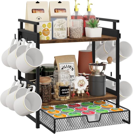 Coffee Bar Organizer, 3 Tier Coffee Station Organizer for