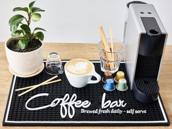Coffee Bar Mat for Countertop, Large Barista Mat 18×12, Coffee Mat,
