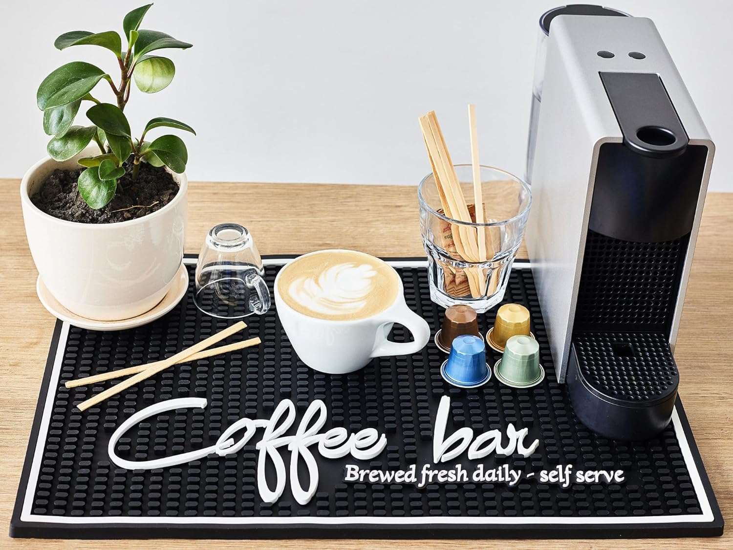 Coffee Bar Mat for Countertop, Large Barista Mat 18×12, Coffee Mat,