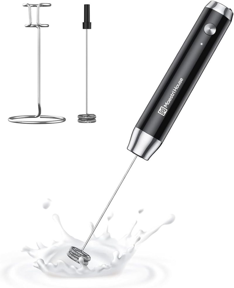 Maestri House Rechargeable Milk Frother with Stand, LunaFro