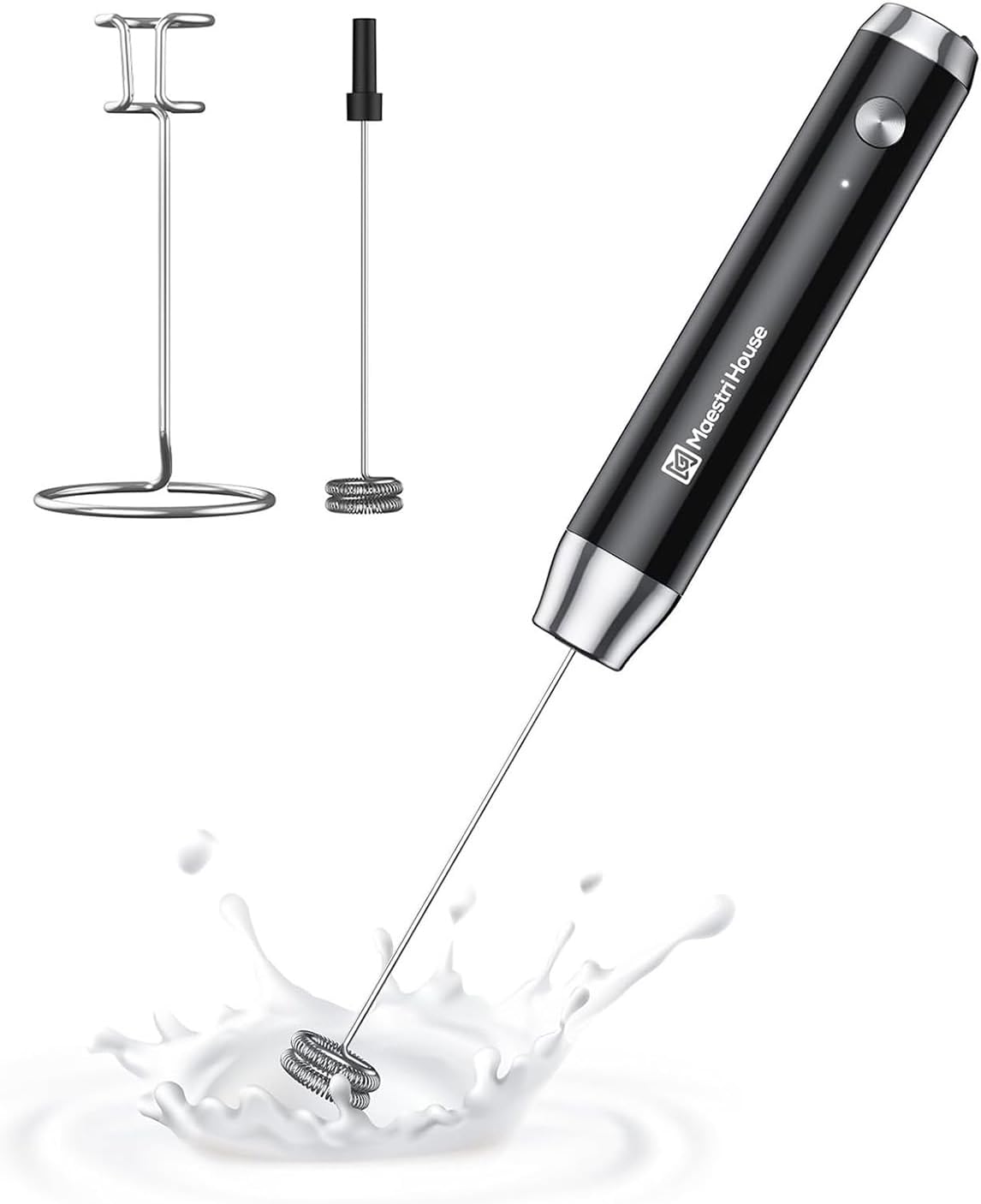 Maestri House Rechargeable Milk Frother with Stand, LunaFro