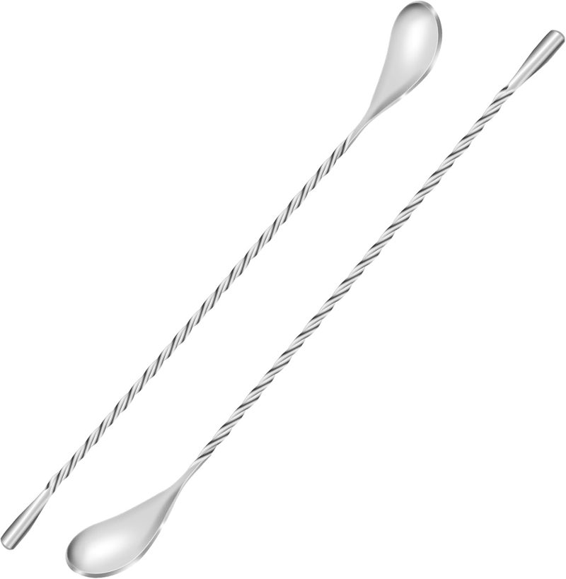 2 Pcs 12 Inch Bar Mixing Spoon Cocktail Spoon Stainless Steel Bar