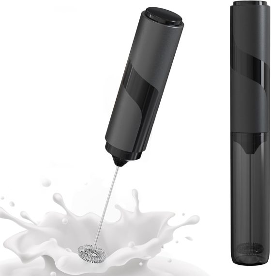 Handheld Milk Frother with Cover- 15-Second Silent Drink Mixer,