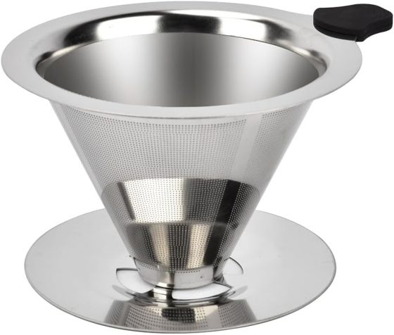 Stainless Steel Pour Over Coffee Dripper, Reusable Fine Mesh Filter