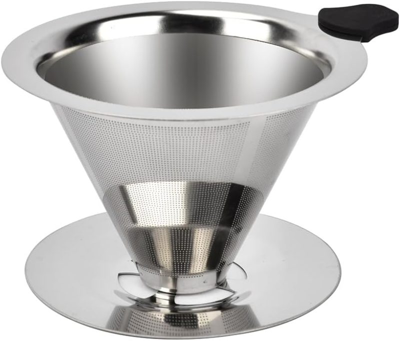 Stainless Steel Pour Over Coffee Dripper, Reusable Fine Mesh Filter