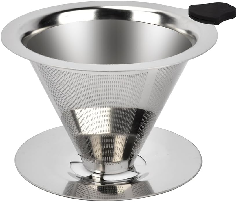 Stainless Steel Pour Over Coffee Dripper, Reusable Fine Mesh Filter