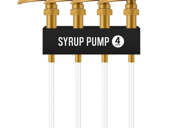 4-Pack Gold Plastic Bottle Syrup Pumps – Fits 750ml / 25.4 oz