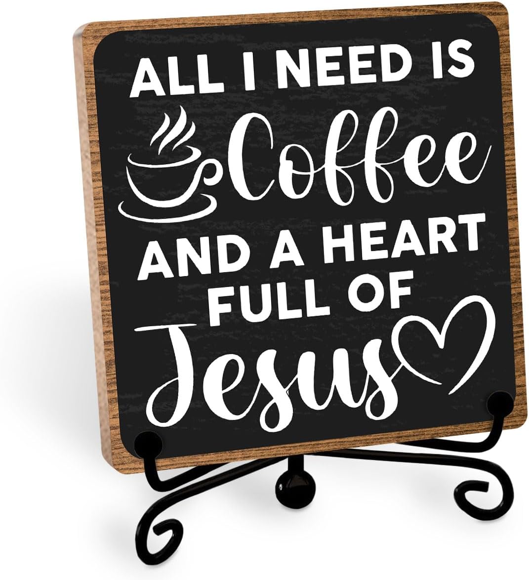 Toerifer Coffee Lover Gifts, Table Sign, Christian Decor, Rustic
