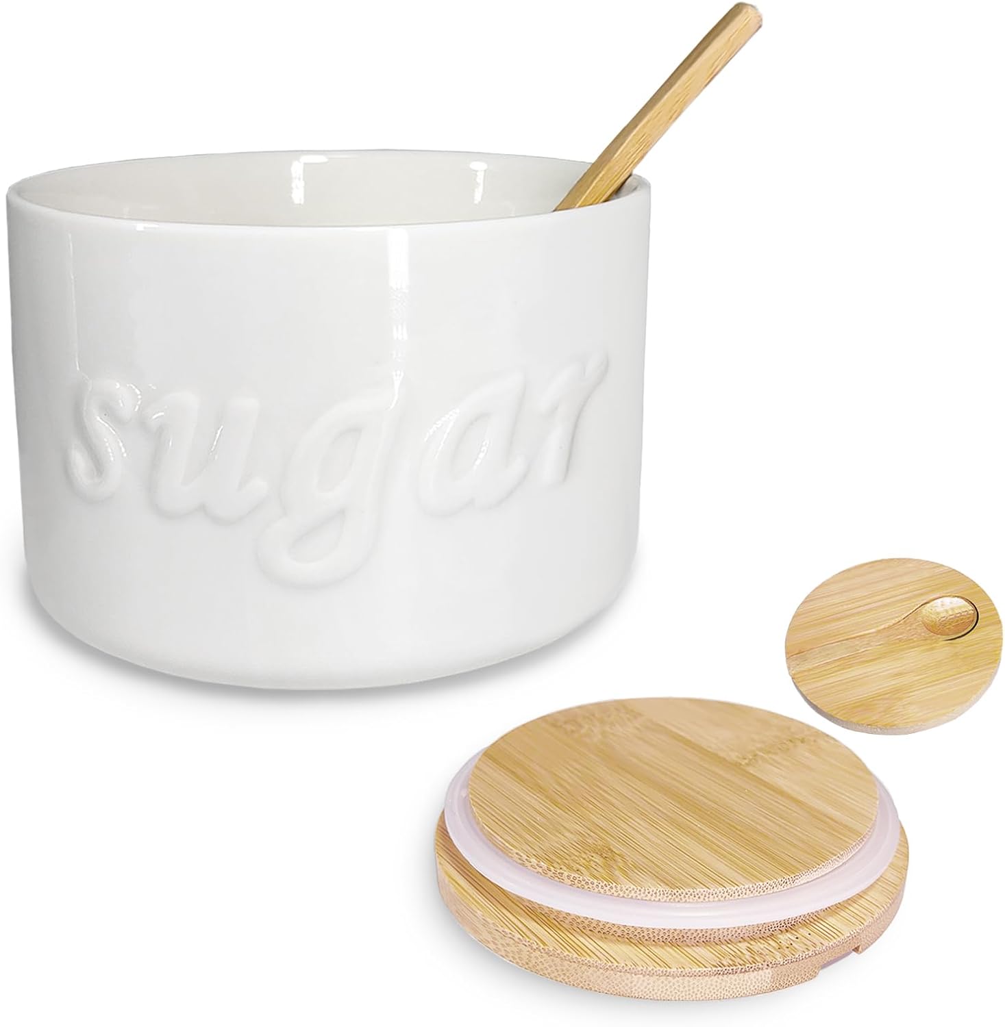 Sugar Bowl with Lid and Spoon, 16 OZ Airtight Sugar Container for
