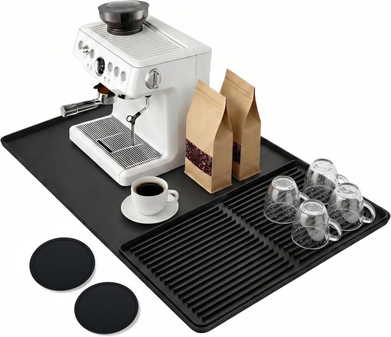 Mrcrypos Silicone Coffee Mat 16X24in Black – Non-Slip Espresso