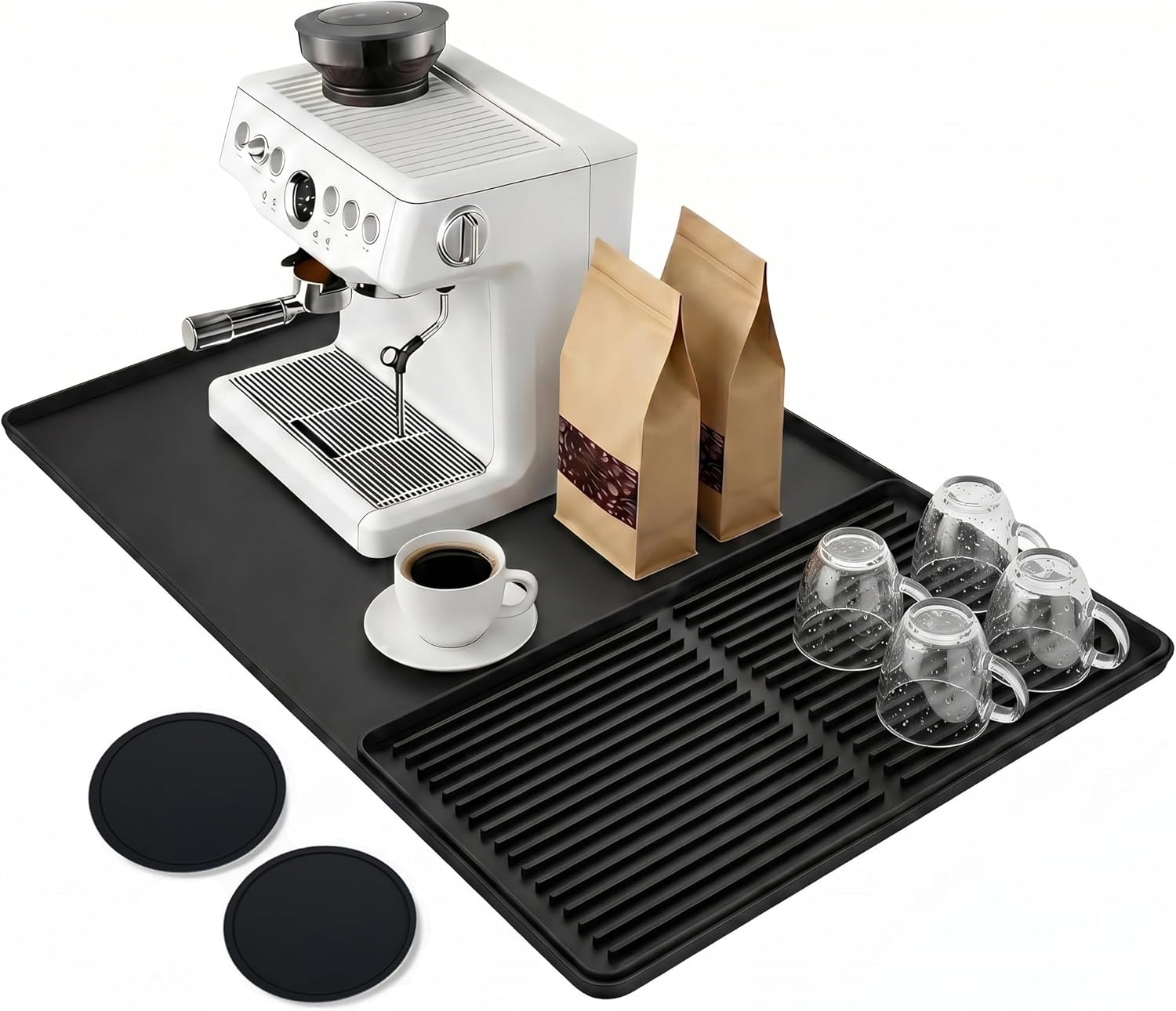 Mrcrypos Silicone Coffee Mat 16X24in Black – Non-Slip Espresso