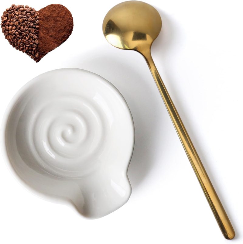 Coffee Spoon Rest for Coffe Bar Accessories, Ceramic Spoon Holder