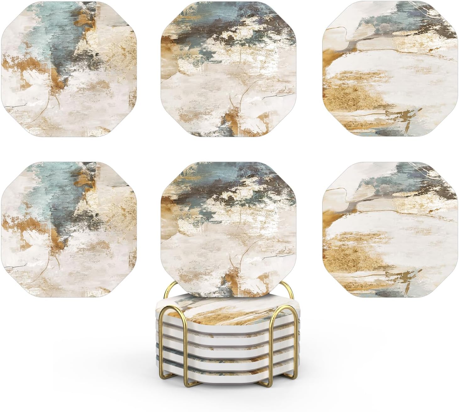 UMIRRO Ceramic Stone Coasters for Drinks Absorbent with Holder for