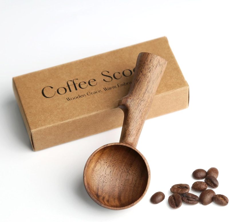 Walnut Coffee Scoop,Wooden Coffee Bean Measuring Spoon,5g