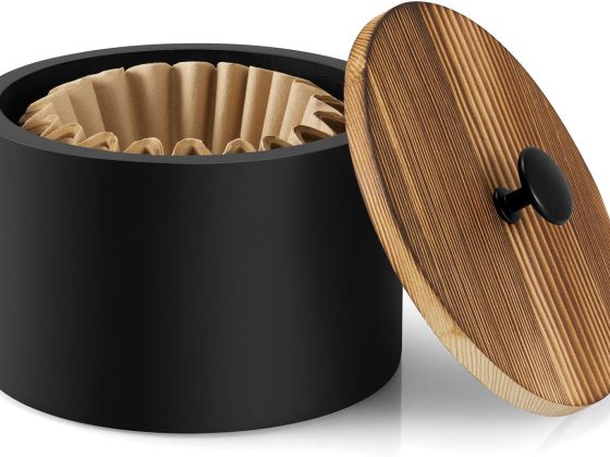 Coffee Filter Holder, Wood Filter Storage Container for Counter,
