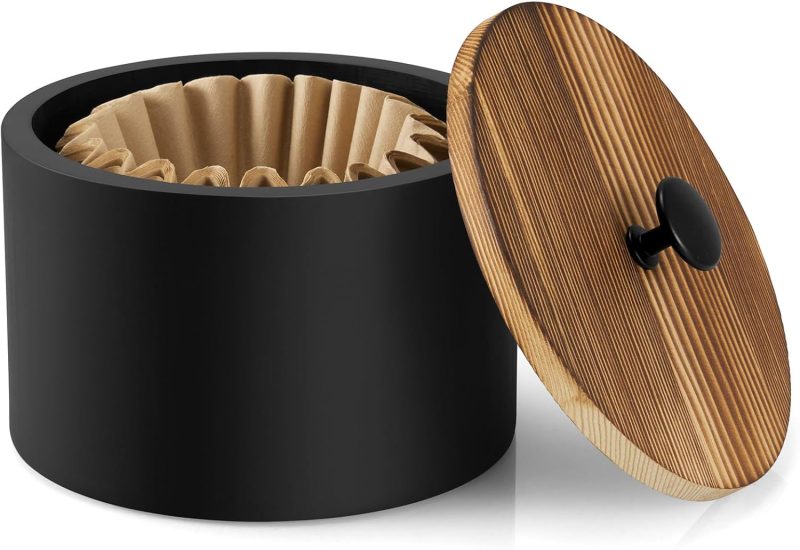 Coffee Filter Holder, Wood Filter Storage Container for Counter,