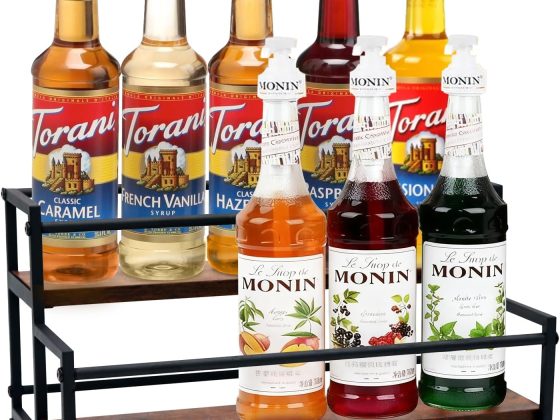 Coffee Syrup Rack Organizer – 2-Tier 10 Syrup Bottles Holder for