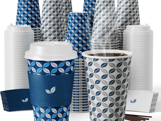 JOLLY CHEF 16 oz Coffee Cups with Lids 100 Pack, Disposable Hot