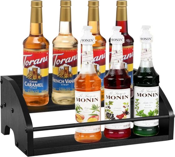 Mini Coffee Syrup Rack – Syrup Bottles Holder for Coffee Bar,