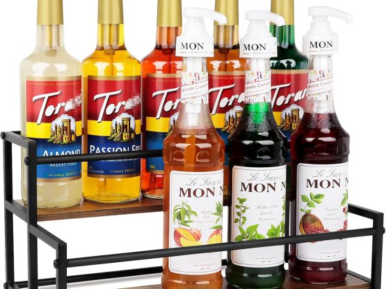 Coffee Syrup Rack Organizer, 2-Tier 10-Bottle Syrup Holder Stand