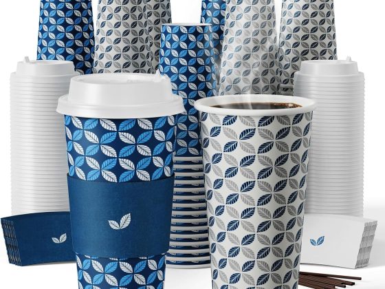 JOLLY CHEF 100 Pack 20 oz Disposable Coffee Cups, Hot Paper Coffee